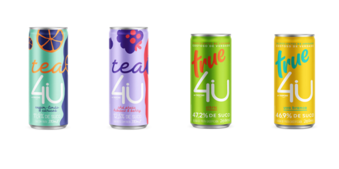 Danone unveils new "4U" line of carbonated juices and teas in Brazil in Sleek Style beverage cans from Crown